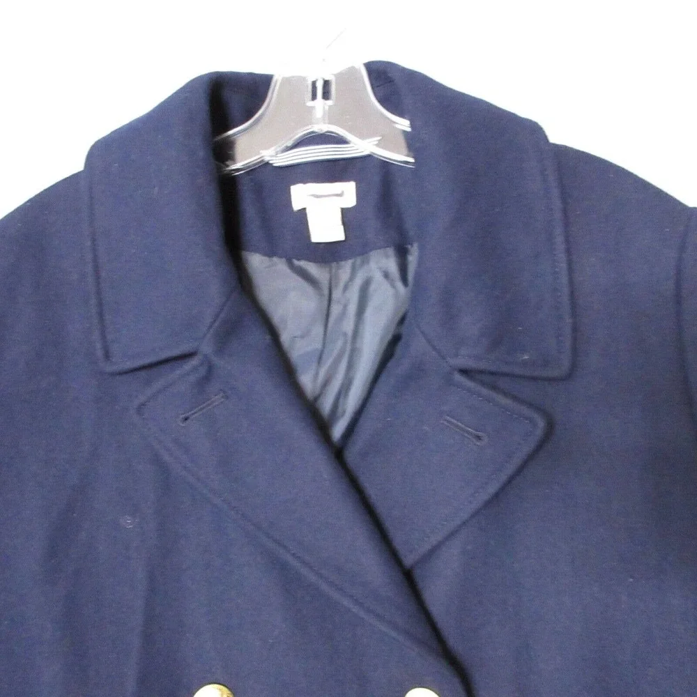 J Crew Factory Women Pea Coat Wool Military Blue Gold Buttons NWOT - Picture 3 of 10
